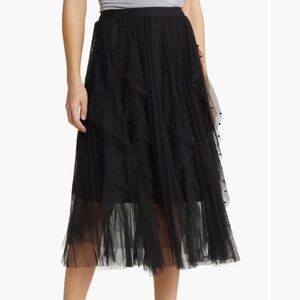 Nikki Lund Wendy Beaded Black Tulle Skirt Size S Perfect For Holiday Party NWT